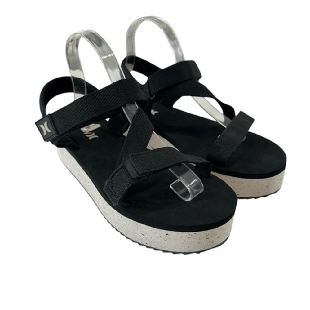 Hurley Black Solid Platform Sandals, 10